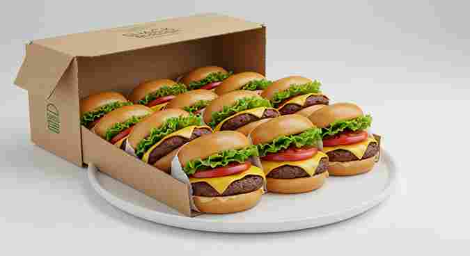 Smoke Shack Box with 12 servings of smoky, savory burgers.