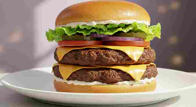 Delicious Double Veggie Shack Burger with fresh veggies and creamy sauce.